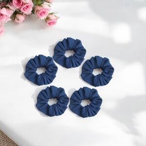 Set of 5 Navy Blue Scrunchies